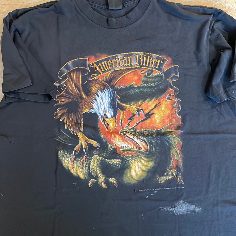 Black American biker T-shirt